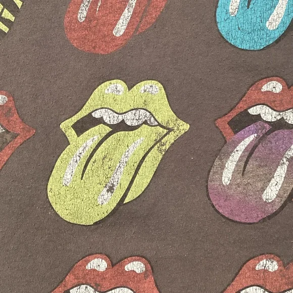 The Rolling Stones Gray Tee with Colorful Tongue Graphics - Picture 3 of 5